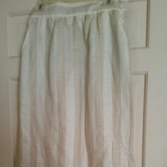Ann Stevens Cream and tan Linen Blend Skirt Sz 12 - Picture 1 of 3